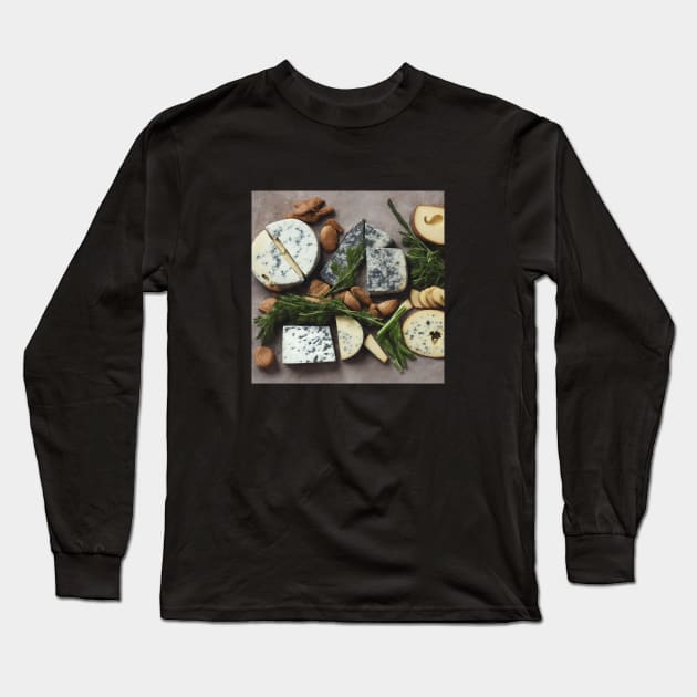 Cheese Milk Vintage Art Cow Food Long Sleeve T-Shirt by Flowering Away